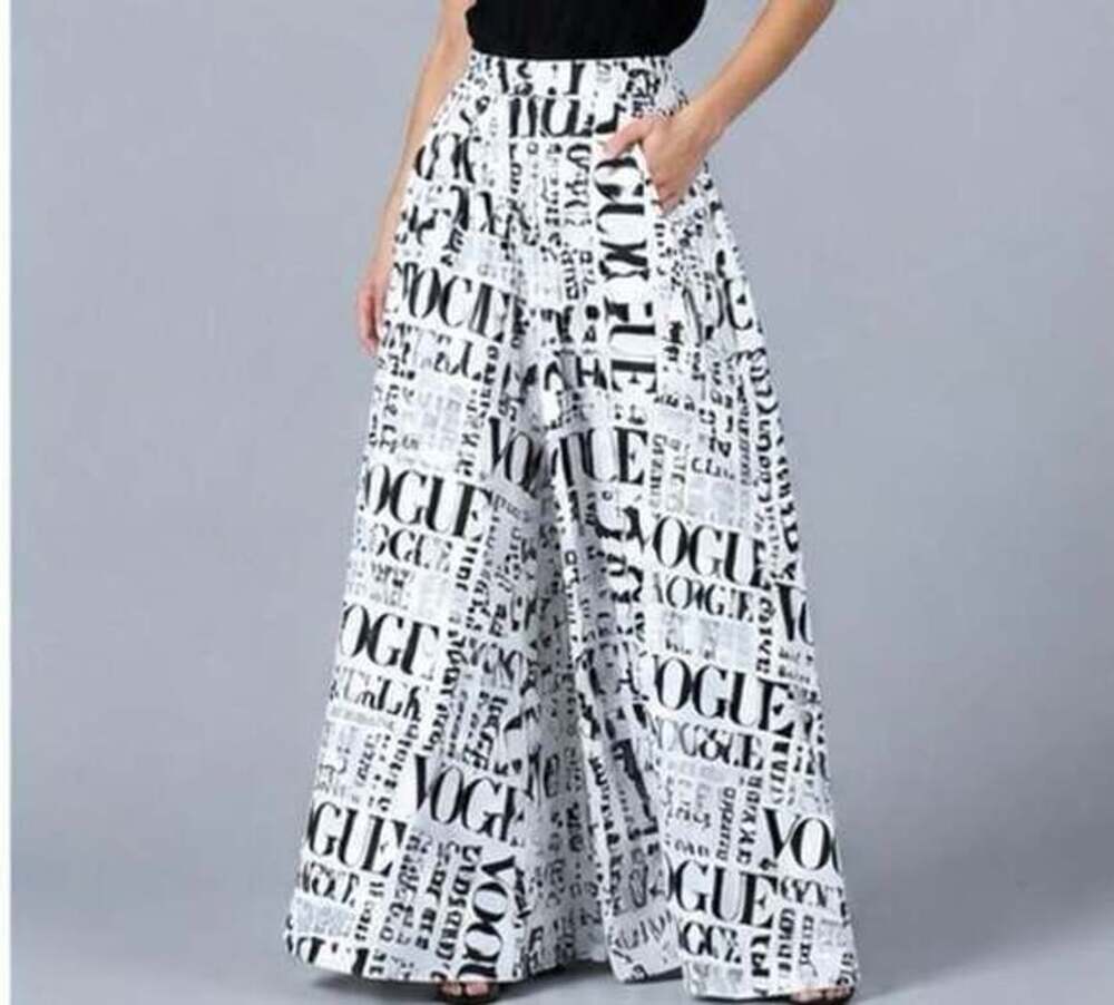 Nylon Apparel Vogue Print Wide Leg Palazzo Pants
